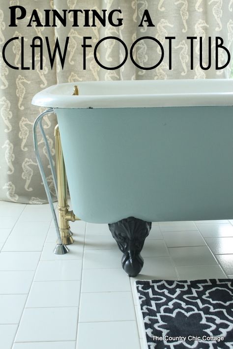 Paint Cast Iron Tub, Painting Cast Iron Tub, Refinished Tub, Painting A Clawfoot Tub, Tub Paint, Clawfoot Tub Bathroom, Tub Refinishing, Claw Tubs, Bathroom Painting