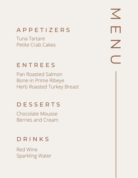 Free printable, customizable lunch menu templates | Canva Wedding Menu Template Free Printables, Diy Dinner Menu Cards, Editable Menu Template Free, Dinner Menu Template Free Printable, Menu Template Free Printable, Menu Layout Design, Christmas Lunch Menu, Free Printable Menu Template, School Lunch Menu