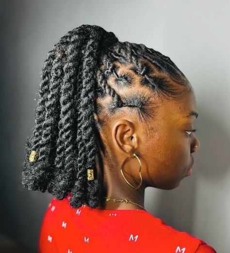 Ponytail for Neat Twisted Locs Twisted Locks Hairstyles, Loc Hairstyles For Short Hair, Two Strand Twist Ponytail Locs, Locs Hairstyles For Women Ponytail, Locs Ponytail Hairstyles For Women, Two Strand Twist Starter Locs Women, Locs Styles For Short Hair, Loc Two Strand Twist Styles, Loc Ponytail Styles Black Women