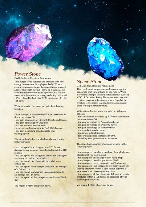 Marvel Infinity Stones, 5e Items, 5e Monsters, Dnd Magic, Fantasy Items, Infinity Stones, Time Stone, Dnd Items, Dnd Classes