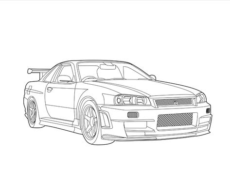 NISSAN R34 GTR, Vector line drawing illustration, Digital Vector -  #Digital #Drawing #Gtr #Illustration #line #Nissan #R34 #vector Nissan Skyline Gt-r R34 Drawing, Nissan Skyline Gtr R34 Tattoo, Gtr Coloring Pages, Nissan R34 Drawing, Nissan Skyline R34 Sketch, Nissan Gtr R34 Drawing, Nissan Skyline Sketch, Gtr Car Drawing, Nissan Gtr Tattoo