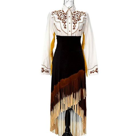 T-Party Country Style, High Waisted Black And Brown Fringe Skirt With Asymmetrical Hemline. New W/Tags. Available In Small, Medium, Large, And X-Large. Measurements: Small Medium Large Waist: 24" 30" 37" Hips: 26 40" 44" Length Of Garment: 44" Side Of Skirt To Hemline: 42.5" Material: Spandex (Stretchy) Garment Care: Hand Wash Cold, Hang Line Dry. Weight- 2lbs Box Dimensions- 13x9x2 Western Glam Outfit Party, Glam Outfits Party, Tassel Skirt Outfit, Southern Gothic Fashion, Western Glam Outfit, Fancy Western Outfits, Fringe Skirt Outfit, Glam Western, Black Fringe Skirt