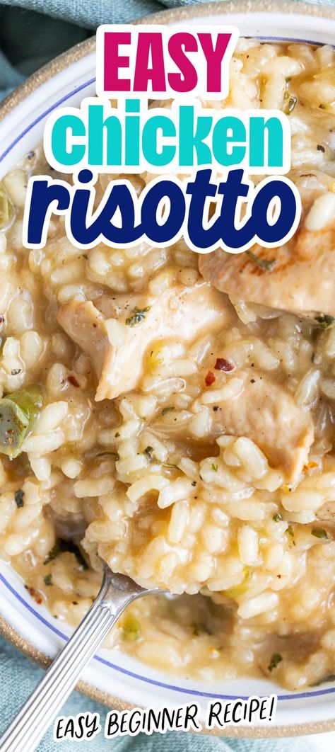 Easy Chicken Risotto Recipe Chicken Risotto Casserole, Easy Chicken Risotto Recipes, Risotto And Chicken Recipes, Easy Chicken Risotto, Chicken Thigh Risotto Recipes, Chicken With Risotto Dinners, Chicken Risotto Recipes Easy, Rosoto Recipes Risotto Easy, Rissoto Chicken Recipes