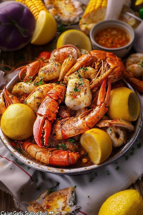 This Cajun Garlic Seafood Boil is a crowd-pleaser bursting with spicy Cajun flavors and garlicky goodness. A perfect blend of shrimp, crab, corn, and sausage – it’s a feast you don’t want to miss! Save this tasty treat and make it later.  #SeafoodBoilRecipe #CajunFeast #GarlicLovers #SeafoodParty #BoilAndFeast #SpicyRecipe #SouthernCuisine #WeekendRecipes Garlic Seafood Boil, Boiling Recipes, Lobster Boil Recipe, Seafood Boil Recipe, Crab Sauce, Seafood Boils, Shrimp And Crab Boil, Cajun Seafood Boil, Lobster Boil