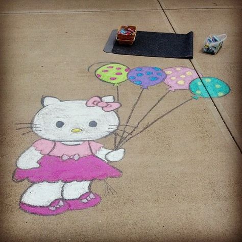 hello kitty | Flickr - Photo Sharing! Hello Kitty Chalk Art, Chalk Art Sidewalk, Walk Ideas, Walk Idea, Sidewalk Chalk Art, Sidewalk Art, Learning Games For Kids, Sidewalk Chalk, Hello Kitty Pictures