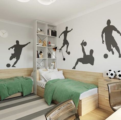 Playroom Sensory, Soccer Themed Bedroom, Yellow Kids Rooms, Soccer Room, Football Rooms, Home Office Furniture Design, Playroom Flooring, Creative Kids Rooms, Small Kids Room