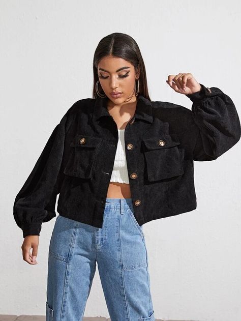 Denim Jacket Outfit Women, Black Denim Jacket Outfit, Crewneck Outfit, Black Corduroy Jacket, Jacket Outfit Women, Denim Jacket Outfit, Classy Winter Outfits, Casual College Outfits, Embroidered Denim Jacket