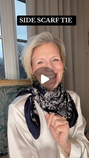 Heidi Kristensen on Instagram: "Another scarf tie that might come in handy when you want to elevate your look or even keep the warmth! Classic looks always prevail! 🥰🌎#fyp#accessories #scarf#scarf#scarfstyle#scarffashion #fashionstyle #classic#heidikristensen#elevated#personalstyle#over50#over50style #outfitinspiration #scarves #silk#silkscarf" Scarf Ties Ideas Tutorials, How To Tie A Silk Scarf Around Your Neck, How To Tie A Scarf Around Your Neck, Silk Scarf Tying Tutorials, Scarf Tying Ideas, Tie Square Scarf, Tie Silk Scarf, Small Scarf Tying, Cow Scarf