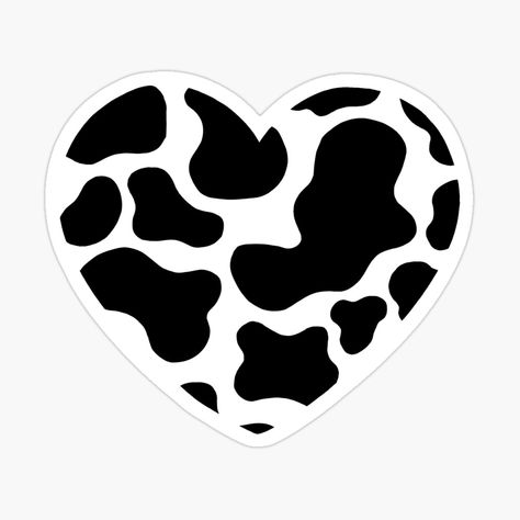 Get my art printed on awesome products. Support me at Redbubble #RBandME: https://www.redbubble.com/i/sticker/Black-and-White-Cow-Print-Heart-by-maddiejohnsonr/128186695.EJUG5?asc=u Cow Heart, Cow Print Heart, Preppy Stickers, Heart Decals, Black And White Stickers, White Cow, Black Stickers, Print Decals, Heart Stickers