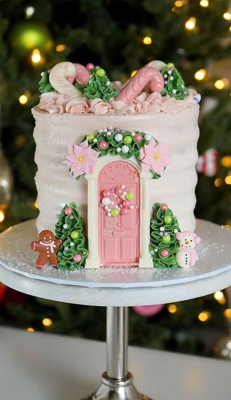 Winter Cake Ideas, Christmas Cake Decorating Ideas, Christmas Cake Ideas, Christmas Cake Decorating, Easy Christmas Cake Recipe, Christmas Themed Cake, Christmas Cake Designs, House Cake, Christmas Cake Decorations