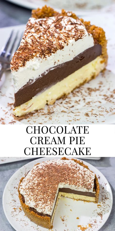 Fun Cheesecake Recipes, Chocolate Cream Pie Recipe, Fresh Whipped Cream, Cream Cheese Pie, Best Chocolate Desserts, Pie Cheesecake, Chocolate Cream Pie, Chocolate Cream Cheese, Chocolate Pies