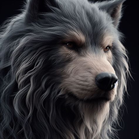 A majestic werewolf prowls in the moonlit forest, its silver-gray fur shimmering under the pale moonlight Giant Werewolf, Moonlit Forest, Mythical Creatures Fantasy, Fantasy Animals, Silver Wolf, Grey Wolf, Mythical Creatures, Forest, Grey