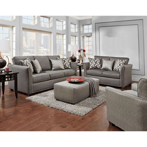 Sofa Trendz Brice Grey Chenille Sofa and Loveseat (Set of 2) (Brice 2-pc Sofa & Loveseat Set) Grey Couch Decor, Living Room Colour Schemes, 3 Piece Living Room Set, Sofa And Loveseat, Sofa And Loveseat Set, Chenille Sofa, Living Room Color Schemes, Sofa Ideas, Modern Farmhouse Living Room