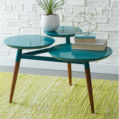 Go Bold With These 20 Colorful Coffee Tables via Brit + Co Colorful Coffee Table, Vintage Mid Century Furniture, Smart Tiles, White Brick, Mid Century Modern Decor, Salon Style, Table Vintage, Style Table, Retro Furniture