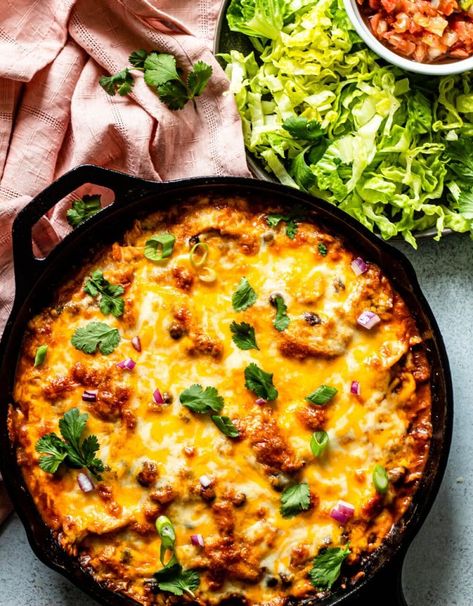 Cheesy Chicken Enchilada Skillet, Texmex Recipes, Gluten Free Chicken Enchiladas, Mexican Skillet, Enchilada Skillet, Chicken Enchilada Skillet, Salmon With Avocado Salsa, Cheesy Chicken Enchiladas, Favorite Casseroles