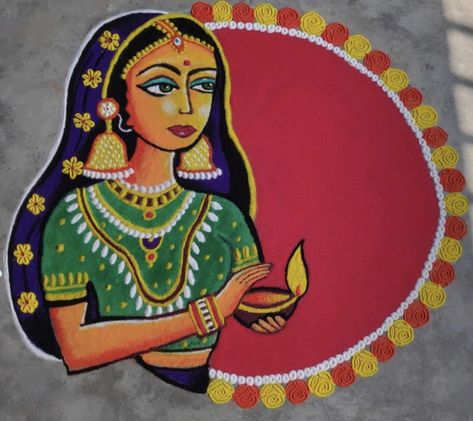 Doll Rangoli Design, Poster Rangoli, Rangoli Design, Rangoli Designs, Diwali, Dolls, Quick Saves, Design