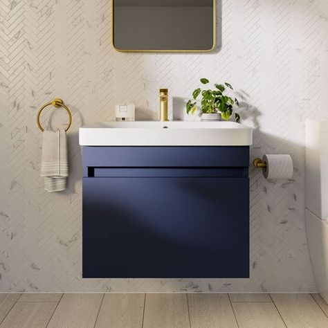 Blue Bathroom Furniture, Corner Shower Enclosures, Cloakroom Vanity Unit, Blue Vanity, Wall Vanity, Mounted Vanity, Shower Fittings, Basin Vanity Unit, Ceramic Basin