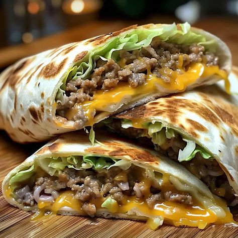 Big Mac Wraps Recipe - Keto Big Mac Wrap, Wrap Burger Recipes, Chris Fennimore Recipes, Big Mac Lettuce Wrap, Big Mac Wraps Healthy, Big Mac Burrito, Big Mac Quesadilla Recipe, Big Mac Tortilla Burger, Big Lunch Ideas