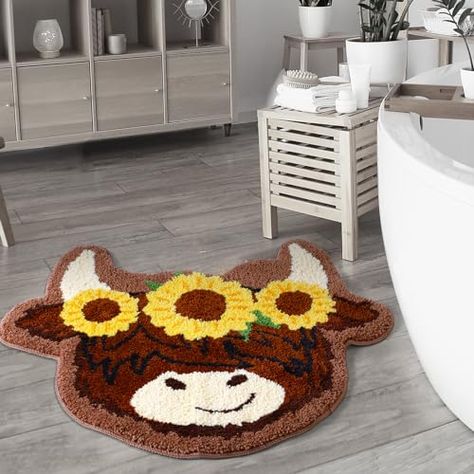 Highland Cow Bathroom, Cow Bathroom, Kitchen Indoor Outdoor, Highland Cattle, Front Door Mats, Girls Bathroom, Red Gift, Carpet Mat, Floor Carpet