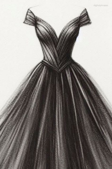 Explore 34 dress drawing ideas that inspire fashion creativity. Whether for casual wear or formal occasions, these ideas will help you design beautiful garments. Dress Drawing Ideas, Draw A Horse, Draw Dress, Drawing Ideas For Beginners, Off Shoulder Gown, Easy Dress, Dress Drawing, Draw Something, Fashion Design Sketches