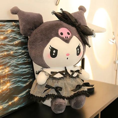 Sanrio Dark Gothic Lace Kuromi Stuffed Doll (25cm/35cm/50cm/60cm) https://kyoota.com/products/sanrio-dark-gothic-lace-kuromi-stuffed-doll-25cm-35cm-50cm-60cm Kyoota #Hot Kuromi Stuff Toy, Kuromi Stuff, Kuromi Plushie, Animal Features, Creepy Cute Fashion, Kuromi Plush, Scary Kids, Sanrio Stuff, Gothic Lace