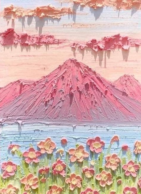 Knife Wall, Blue Flower Painting, Handmade Knife, Painting Palette, Art Bedroom Wall, Knife Painting, Wallpaper Nature, Wall Art Bedroom, Mount Fuji