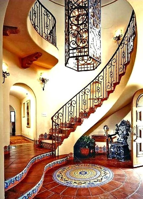 Spanish Style Bathrooms Mexico, Spanish Style Home Interior, Stairs Outdoor, Modern Spanish Style, Outdoor Architecture, Spanish Style Bathrooms, Spanish Style Decor, Mexican Hacienda, Hacienda Style Homes