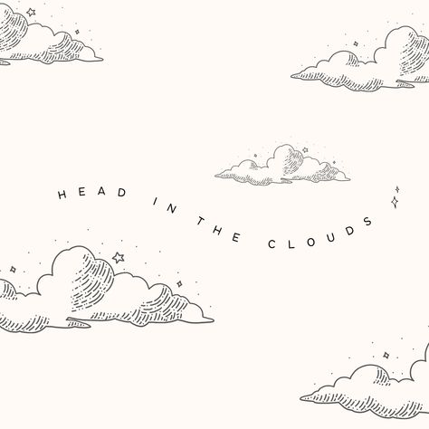 Clouds, line drawing, head in the clouds, sparkle, stars, creativity, calm, phone background, digital art, wall art, digital walk art Heaven Clouds Drawing, Wispy Clouds Drawing, Retro Cloud Illustration, Cloud Doodles Aesthetic, Head In The Clouds Illustration, Clouds Line Drawing, Abstract Cloud Tattoo, Heaven Doodle, Aesthetic Cloud Drawing