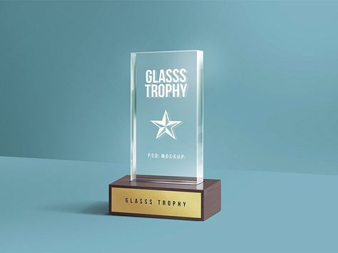 Glass Trophy PSD Mockup by GraphicsFuel (Rafi) Glass Trophy, Candle Mockup, Glass Trophies, Glass Awards, Free Packaging Mockup, Trophy Design, Mockup Downloads, Logo Mockup, Branding Mockups