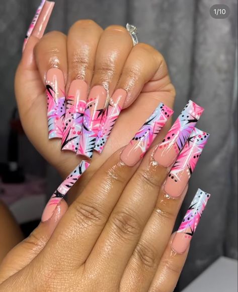 90’s Nail Designs, Freaknik Party, Vacation Nail Ideas, Type Nails, Colourful Acrylic Nails, 90s Nails, Concert Nails, Stilleto Nails Designs, Nail Acrylic