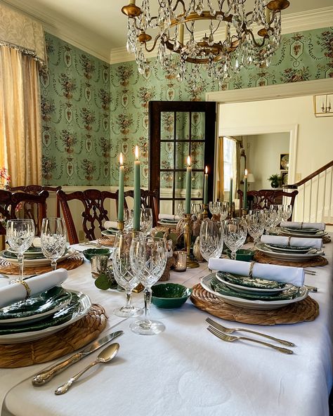 Who else loves setting a table that feels just as special as the memories made around it? Comment Shop for sources. Today, I’m sharing a favorite fall tablescape that brings together natural elegance and cozy, earthy vibes. It might not be your typical fall color palette, but the warm browns and soft greens work beautifully in our dining room. 🍂✨ The crisp white linen tablecloth sets the stage for eucalyptus swags, a bark-covered pumpkin centerpiece, and fun, whimsical touches like faux deer... Dining Table Setting Decor, Pheasant Decor, Holiday Table Inspiration, Elegant Thanksgiving Table, Granny Chic Decor, White Linen Tablecloth, Setting A Table, Have A Wonderful Week, Earthy Vibes