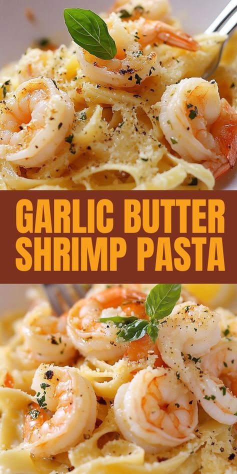 This Garlic Butter Shrimp Pasta is a simple, yet flavorful weeknight dinner that comes together in just 20 minutes! Plump shrimp are sautéed in rich garlic butter and tossed with perfectly cooked pasta for an easy and delicious meal that everyone will love. Whether you're craving seafood or looking for a quick dinner idea, this recipe is your go-to. #ShrimpPasta #GarlicButterPasta #SeafoodRecipes #EasyDinner #WeeknightMeals 🍤🍝🧄 Shrimp With Pasta Easy, Simple Shrimp Pasta Recipes, Recipes With Cooked Shrimp, Shrimp And Pasta Recipes Easy, Shrimp And Pasta Recipes, Healthy Shrimp Pasta, Easy Seafood Pasta, Shrimp Asparagus Pasta, Butter Shrimp Pasta