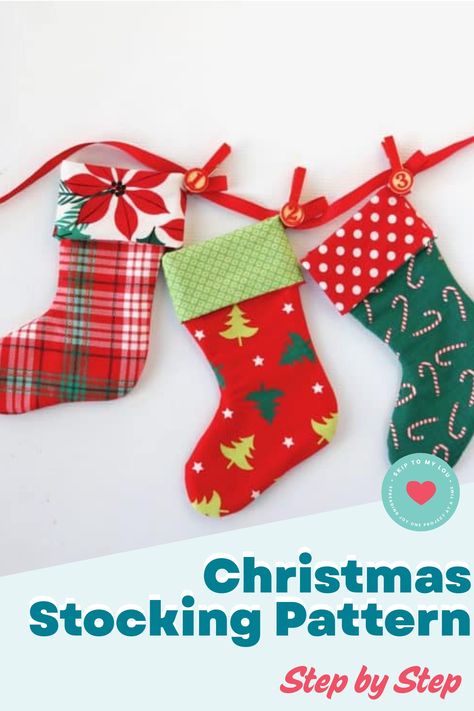 Looking for a Christmas stocking pattern? Check out this free sewing tutorial to create your own festive stockings! Whether you're a beginner or an experienced sewer, this easy-to-follow pattern is perfect for adding a personal touch to your holiday decor. Get ready to spread some Christmas cheer with these charming handmade stockings. Download the free pattern now and start stitching! Paper Stockings Craft, Christmas Stocking Pattern Sewing Templates Free Printable, Easy Christmas Stockings To Sew, Diy Stocking Ideas, How To Sew A Christmas Stocking, Small Stocking Pattern, Stocking Pattern Sewing, Pattern For Christmas Stocking, Mini Stocking Pattern