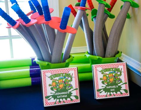 JD's TMNT Party | CatchMyParty.com Ninja Turtle Obstacle Course, Mutant Mayhem Birthday Party, Diy Tmnt Party Decorations, Tmnt Birthday Party Ideas Decorations, Ninja Turtle Party Favors, Tmnt Party Decorations, Ninja Turtle Birthday Decorations, Tmnt Birthday Party Ideas, Tmnt Birthday Party