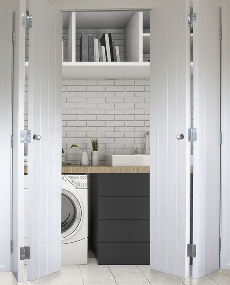 Bifold Door Ideas, Laundry Door, Laundry Doors, Bifold Door, Door Ideas, Bifold Doors, Ironing Center, Laundry Room, Simple Designs