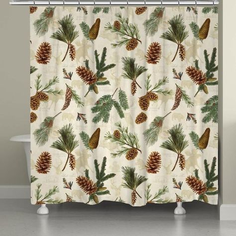 Laural Home 72-in Polyester Multicolorpolyester Pictorial Shower Curtain in the Shower Curtains & Liners department at Lowes.com Luxurious Cabin, Rustic Shower Curtains, Brown Shower Curtain, Rustic Shower, Black Forest Decor, Park Designs, Floral Shower Curtains, Shower Curtain Hooks, Walk In The Woods