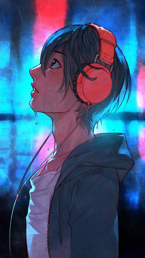 Girl With Headphones, Looking Up, A Girl, Headphones, Deviantart, Music, Anime, Art