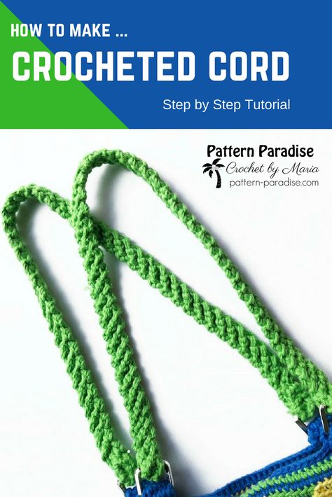 Tutorial: How to make a Crocheted Cord perfect for purse straps, belts, ties and more! | Pattern Paradise #crochet #patternparadisecrochet #tutorial #crochettutorial #diy #howto Crochet Purse Handles Ideas, Diy Purse Strap Ideas, Crochet Cord For Bags, Bag Handles Crochet, Handles For Crochet Bags, Crocheted Purse Straps, Crochet Bag Handles Ideas, Crochet Handles For Bags Free Pattern, Crochet Purse Handles Free Pattern