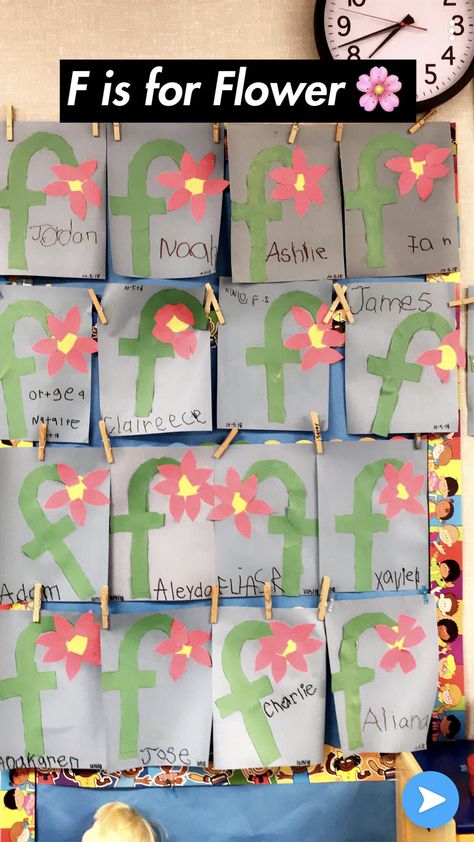 Letter F is for flower, preschool projects. Letter F Centers Preschool, F Is For Flower Preschool, F For Flower Craft, F Projects For Preschool, F Is For Flower Craft, Letter F Activity For Preschoolers, Letter F Preschool Crafts, Letter F For Preschoolers, F Is For