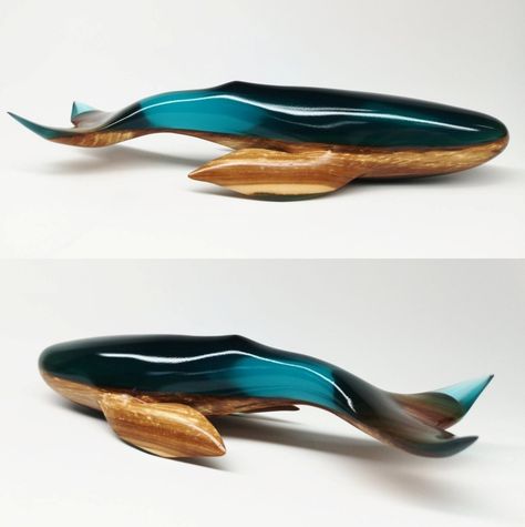 Wood And Epoxy Sculpture, Natural Artwork, Sculpture Furniture, Dowry Chest, Wood Carving Art Sculpture, Fish Carving, Wooden Whale, Color Rings, Diy Resin Projects