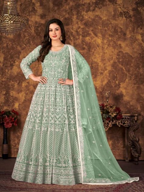 #dressesonline #eveningdresses #dressshopping #longdresses #designerdress #sabyasachidresses #dressoftheday #fashion #womenclothing #loveforfashion #indiandresses #fashionposts #indianoutfits #fashionweek #pakistanidresses #sale #partyweardress #dresses #ootd #love #weddingoutfits #onlineshopping #instafashion #bollywood #beautifuldress #Salwarkameez #fashionblogger #dressforgirl #weddingdress #bridalweddingdress #bridedress #bridalwear #sangeetdress #shalwarkameez #pantstylesuit #etsysale Party Wear Long Gowns, Net Anarkali, Green Dupatta, Pink Anarkali, Net Gowns, Top Net, Bottom Light, Gown Suit, Long Gown Dress