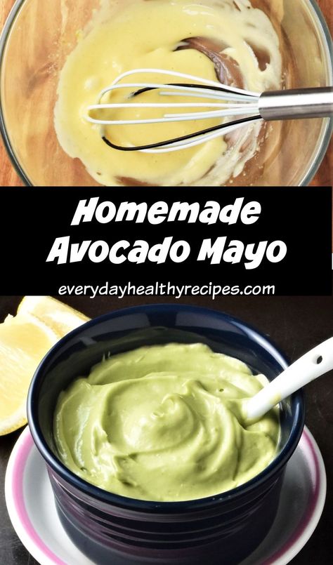 This homemade avocado mayo contains fresh avocado and a small amount of traditional mayonnaise base prepared from scratch. It is deliciously creamy, easy to make and ready in under 10 minutes. #avocado #condiments #healthymayo #mayonnaise #everydayhealthyrecipes Avacodo Mayo Recipe Mayonnaise, Avocado Mayonnaise, Homemade Avocado Mayo, Avocado Mayo, Avocado Aoli, Avocado Oil Mayonnaise Recipe, Avocado Mayonnaise Recipe, Avocado Oil Recipes, Avocado Mayo Recipe