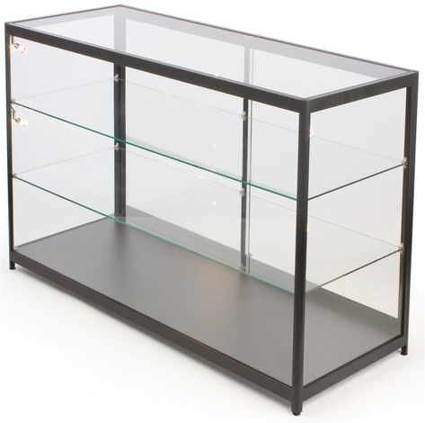 60" Retail Display Case w/Side Lights, Sliding Door, Ships Assembled - Black Jewelry Door, Retail Display Case, Countertop Display Case, Glass Countertop, Retail Display Cases, Glass Shelves Kitchen, Jewerly Displays, Doors Makeover, Glass Display Case