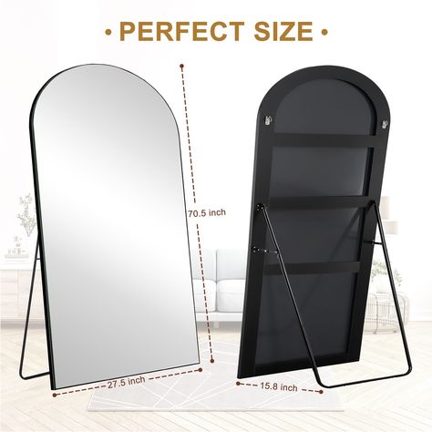 Black Standing Mirror, Black Floor Mirror, Wood Floor Mirror, Mirror Floor, Sleek Decor, Yellow Mirrors, Floor Standing Mirror, Bedroom Porch, Mirror Bed