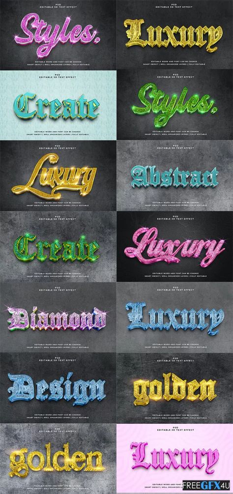 15 Photoshop Editable 3d Text Effect Style Pack Text Effects Photoshop, Photoshop Text, 3d Text Effect, 3d Text, Layer Style, Text Effect, Text Style, Text Effects, Quick Easy