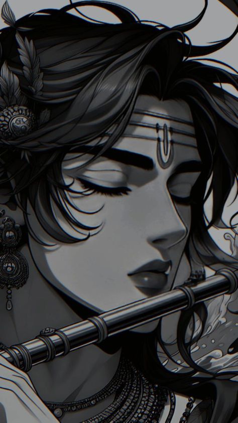 Krishna Wallpaper Anime, Shree Krishna Anime, Anime Krishna Wallpaper Aesthetic, Krishna Sketch Aesthetic, Anime Krishna Drawing, Krishna Aesthetic Drawing, Shree Krishna Paintings, Krishna Anime Wallpaper, Krishna Anime Art