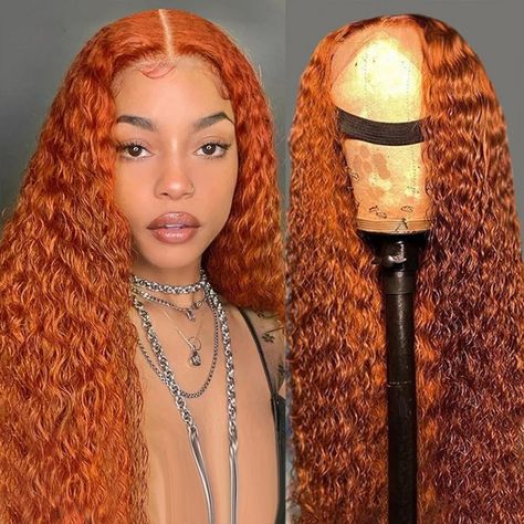 Burnt Orange Hair Color, Burnt Orange Hair, Hair Color Orange, Curly Lace Wig, Beauty Forever, Curly Human Hair Wig, Human Wigs, Curly Waves, Wig Human Hair