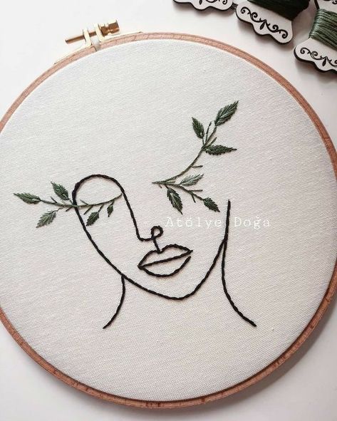 Embroidered Canvas Art, One Line, Textile Art Embroidery, Simple Embroidery Designs, Hand Embroidery Kit, Pola Sulam, Embroidery Flowers Pattern, Embroidery On Clothes, Cute Embroidery