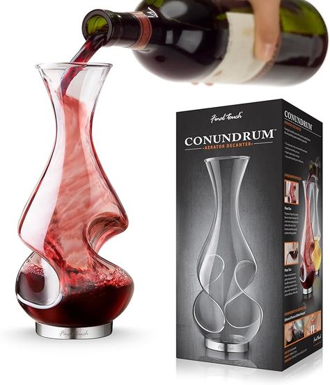 Final Touch Conundrum Aerator Wine Decanter - 12.7 oz (375 ml) - (WDA600) : Amazon.ca: Home Wine Glass Cabinet, Table Making, Wine Aerator, Pouring Wine, Dry Red Wine, Decanter Set, Final Touch, Wine Making, Brushed Stainless Steel