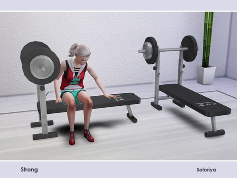 Exercise bench with a barbell in one mesh. Functional seating. Part of Strong set. 1 color variation. Category: Comfort - Miscellaneous or Comrofrt - Loveseats. Found in TSR Category 'Sims 4... Sims 4 Workout, Sims 4 Functional, Lotes The Sims 4, Exercise Machine, Sims Community, Sims 4 Game, Electronic Art, Sims 4 Cc, Free Sites